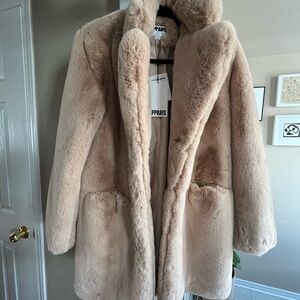 Apparis Sand Faux Fur Coat XS NWT Vegan